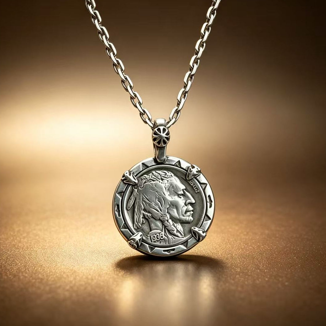 Vintage Indian Buffalo Nickel Coin Necklace