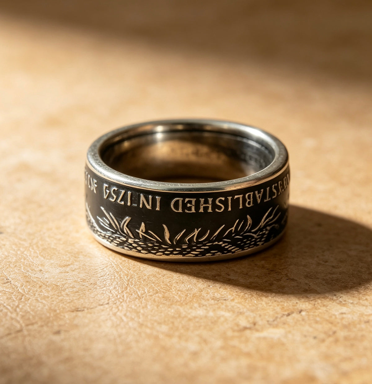 Don't Tread On Me Gadsden Snake Coin Ring | Handcrafted Patriotic Statement Ring