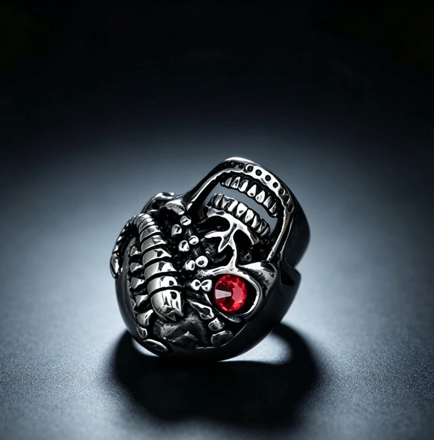 Red-eyed skull ring