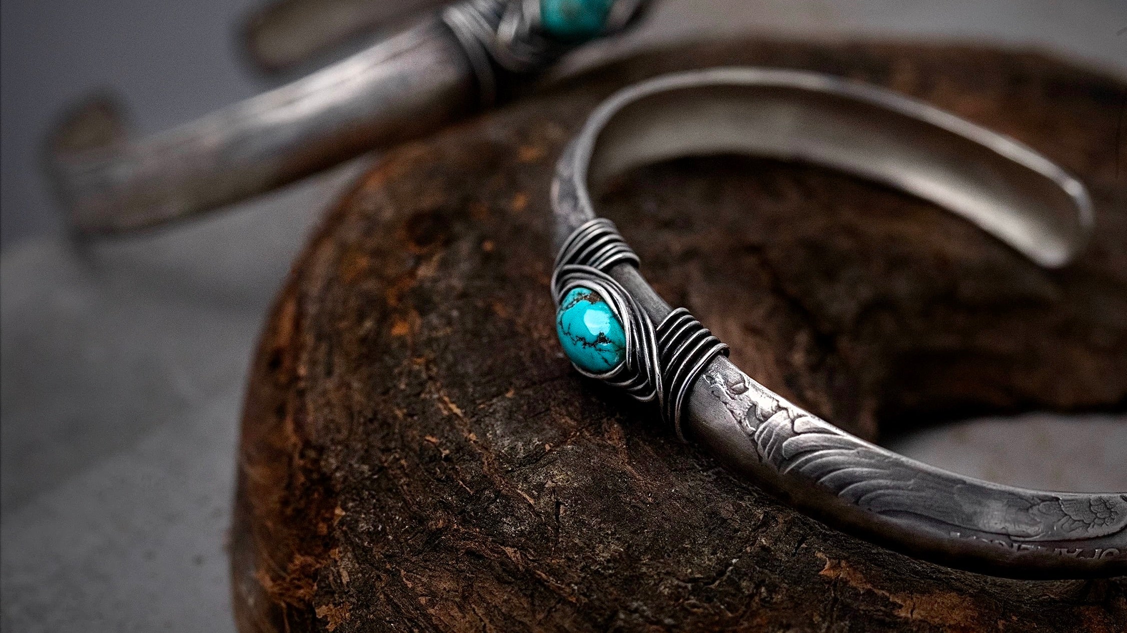 Coin-Inlaid Turquoise Bracelet