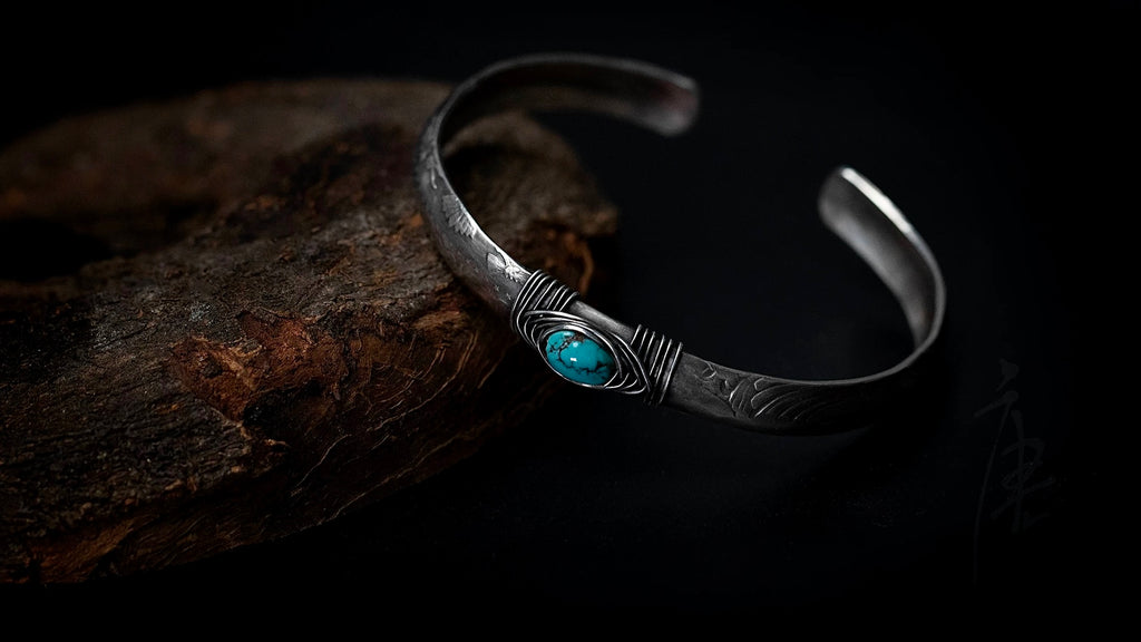 Coin-Inlaid Turquoise Bracelet