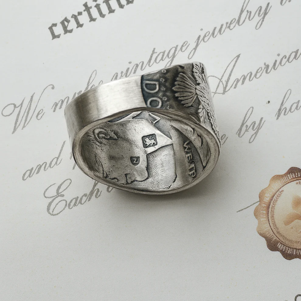 Freemasonry Engraved Silver Coin Ring