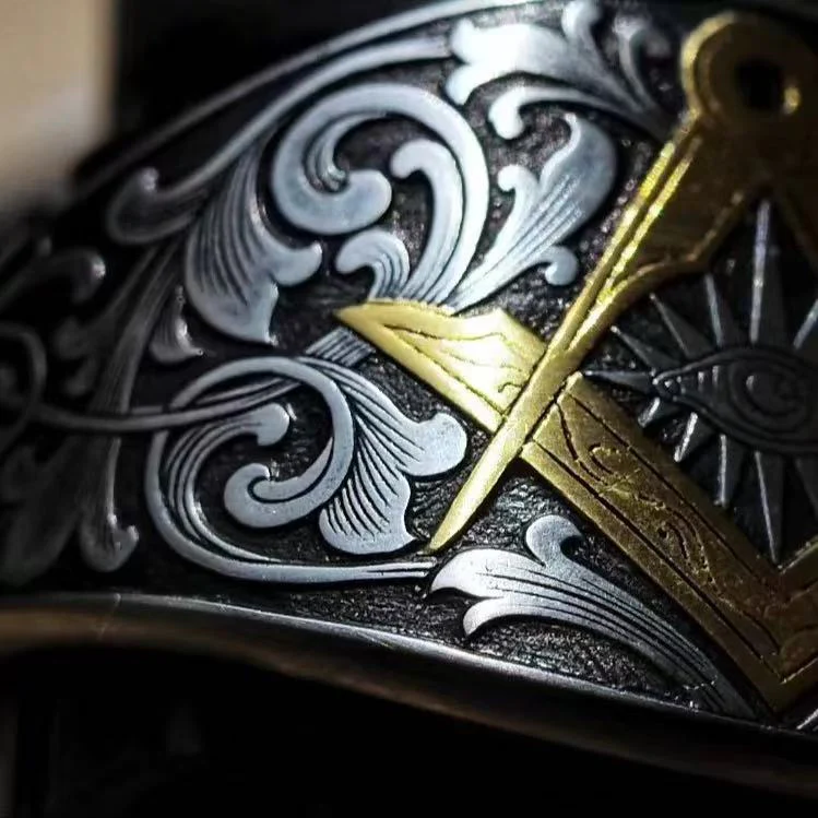 Hand-carved Masonic-style ring