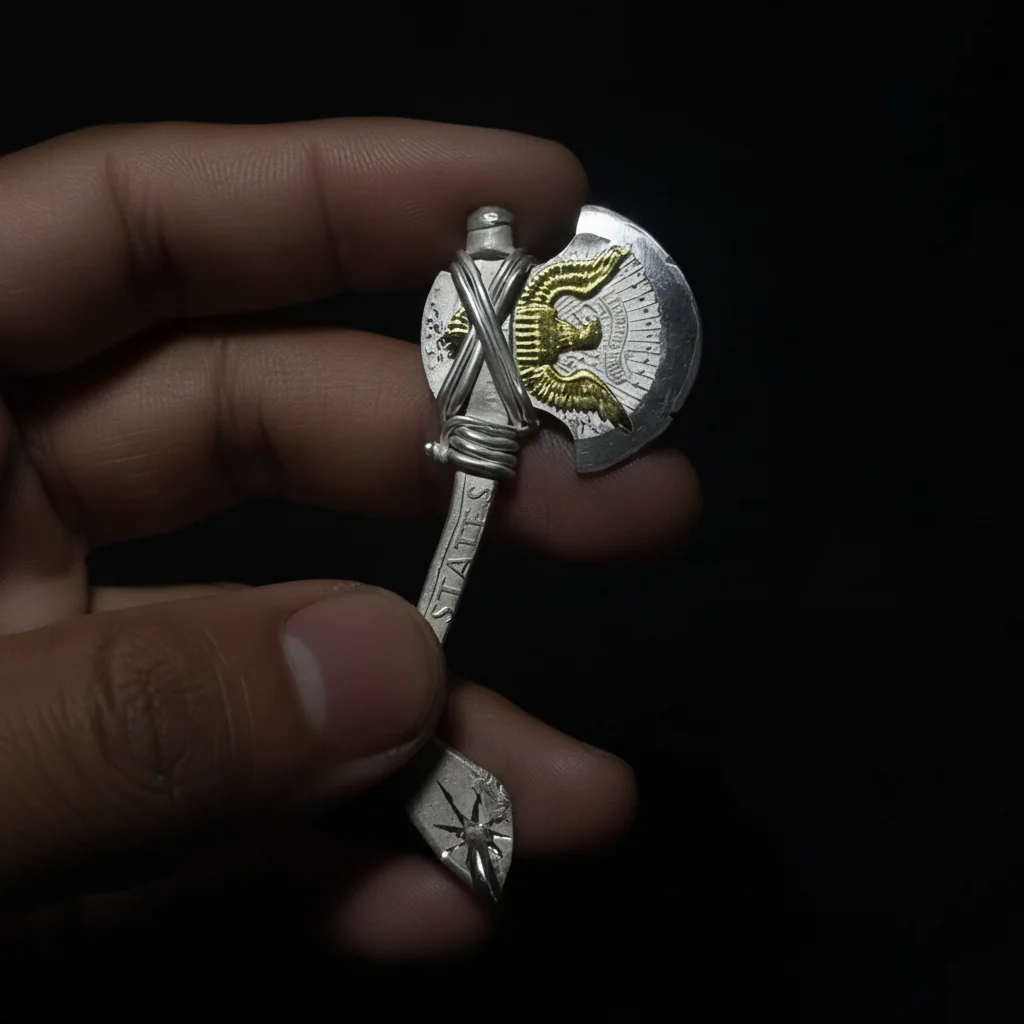 1967 Eagle Axe Pendant — Hand-Carved Coin Art