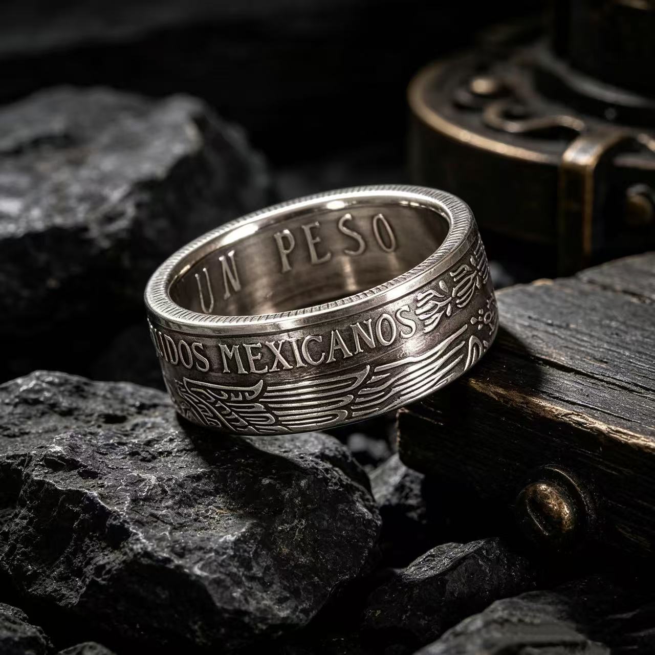 Mexican Pesos Silver Coin Ring