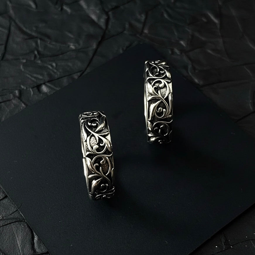 Vintage Scrollwork 925 Sterling Silver Band Ring
