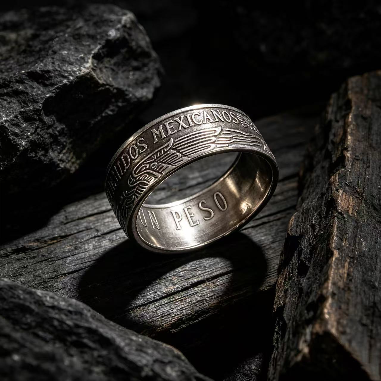 Mexican Pesos Silver Coin Ring