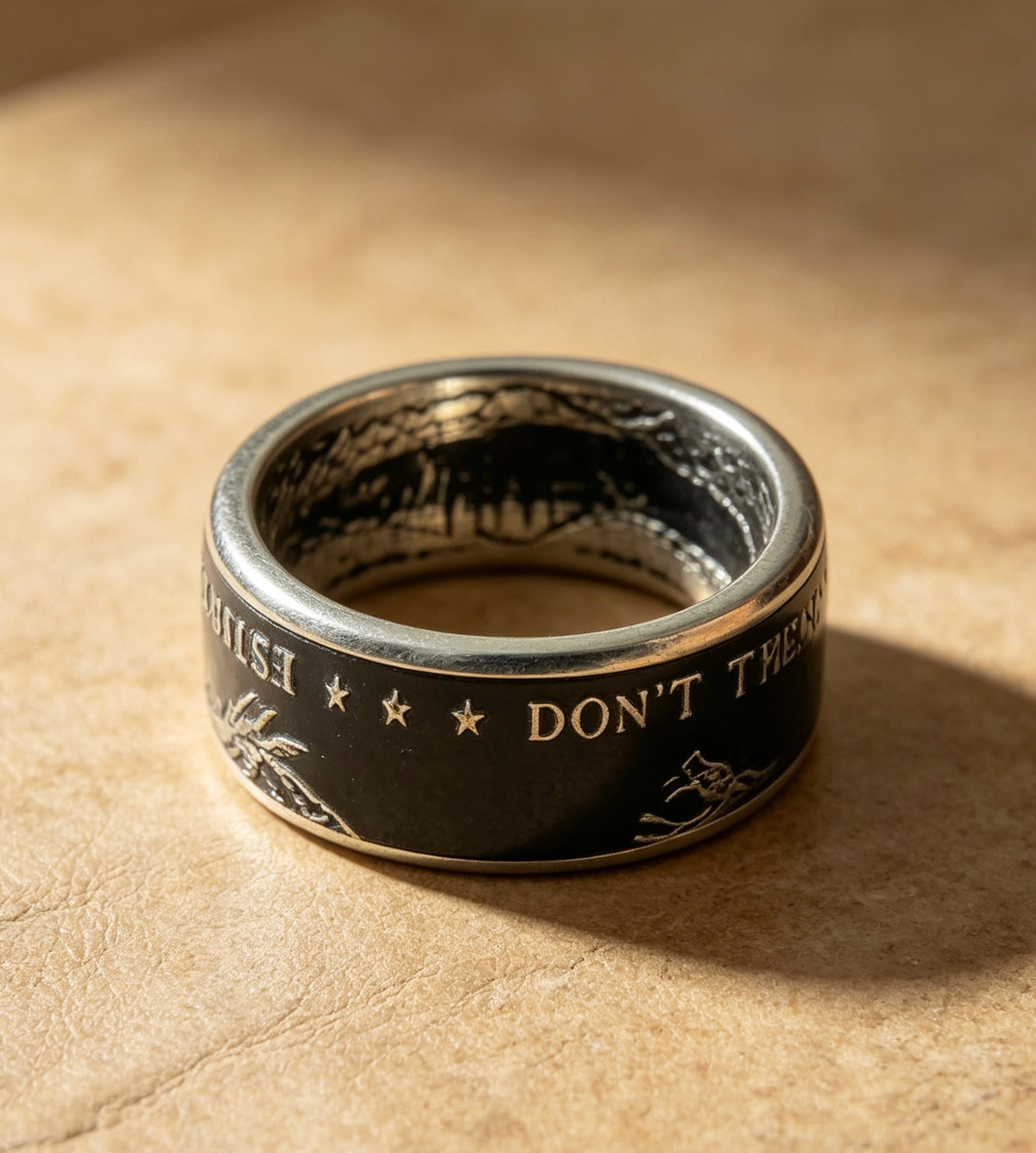 Don't Tread On Me Gadsden Snake Coin Ring | Handcrafted Patriotic Statement Ring