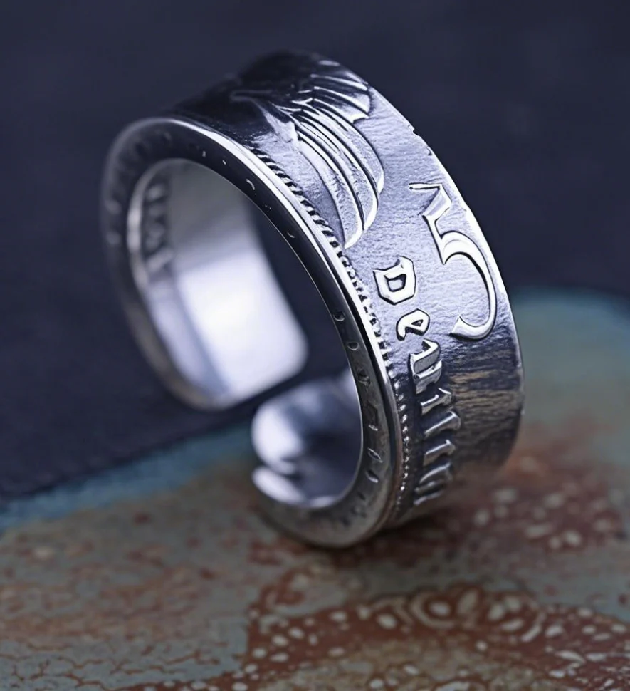 German Mark Silver Coin Ring