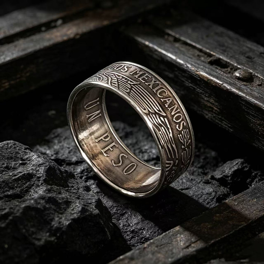 Mexican Pesos Silver Coin Ring