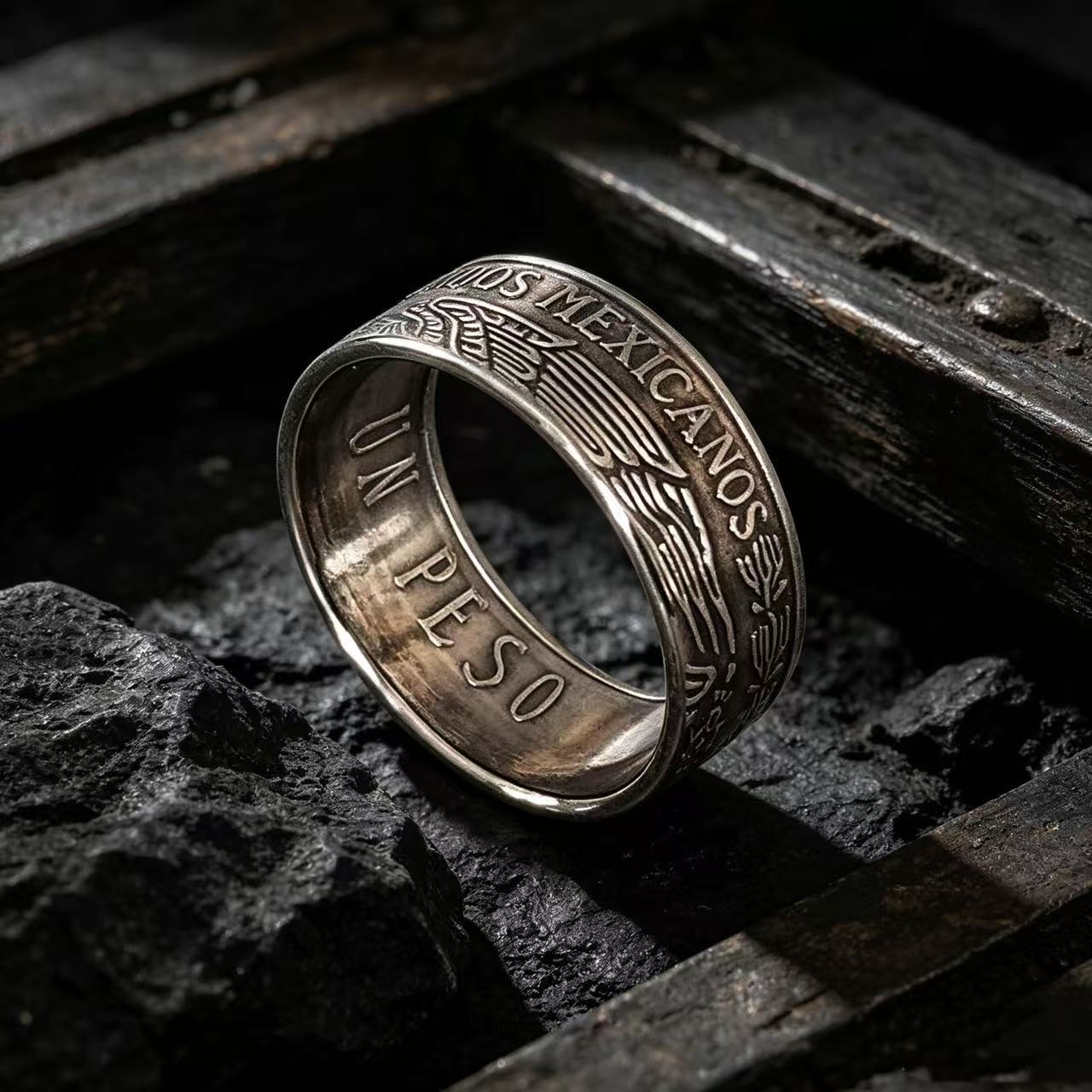 Mexican Pesos Silver Coin Ring