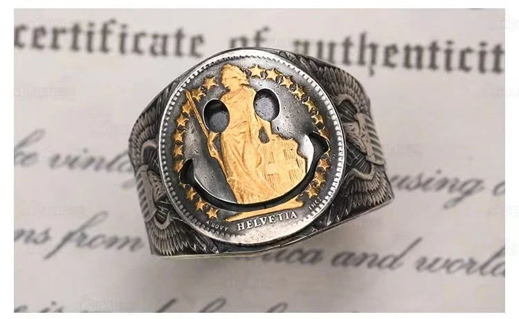 Helvetia Goddess Silver Coin Ring – Adjustable Open Design | One Size Fits Most