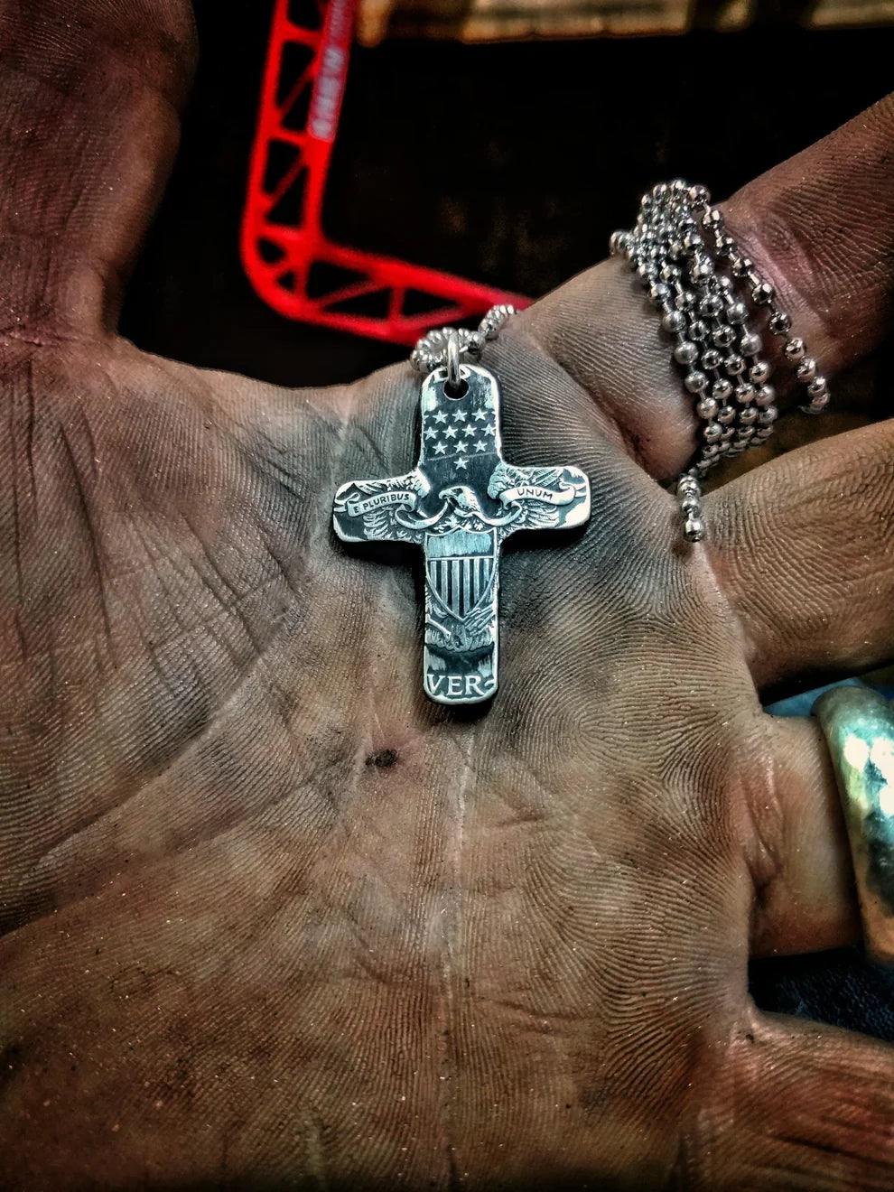 American Silver Eagle Cross Necklace (Chain included)