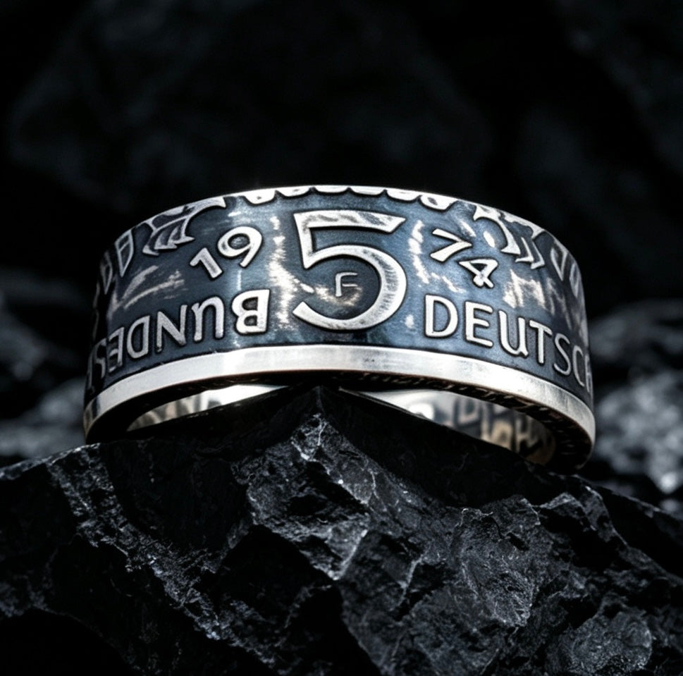 German 5 Mark Silver Coin Ring