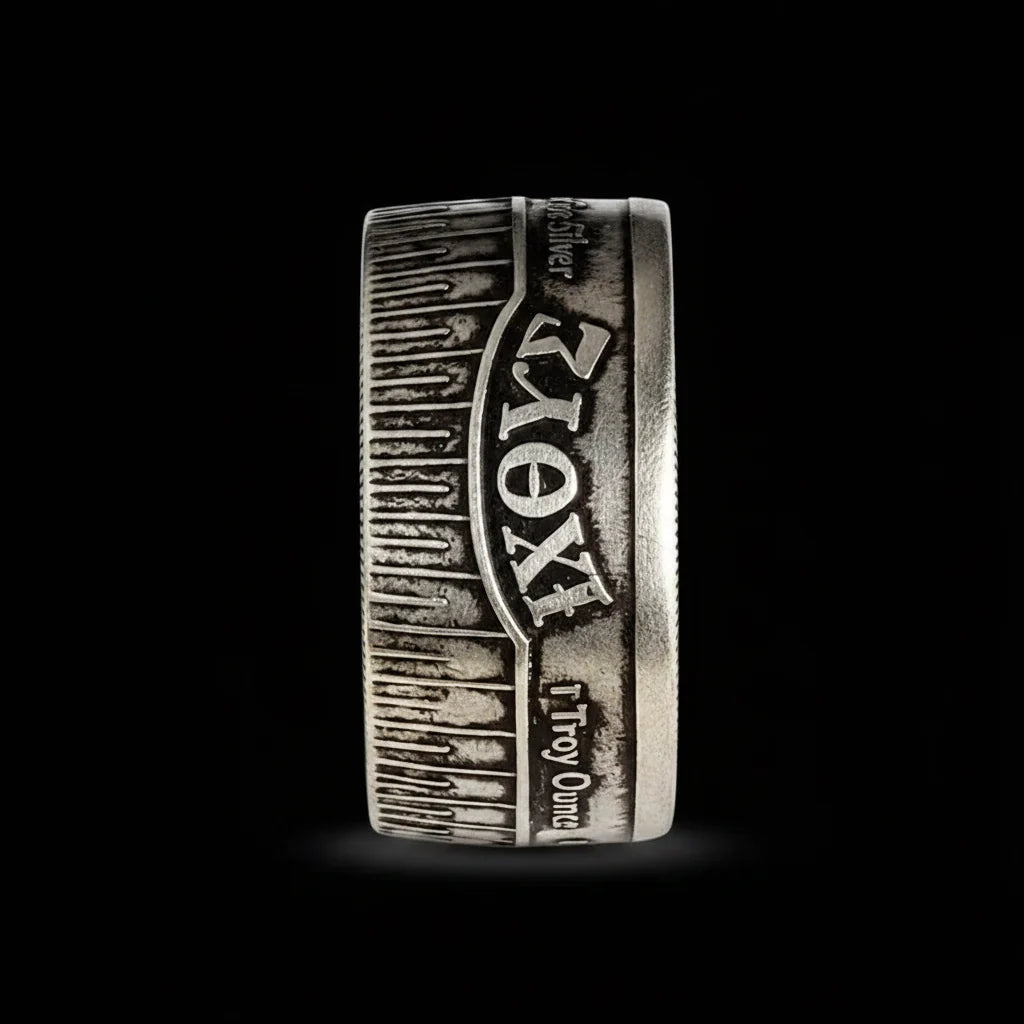 Christian Fish Coin Ring | Handmade IXOYE Cross | John 3:16