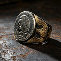 Mexican Eagle and Snake Silver Coin Ring