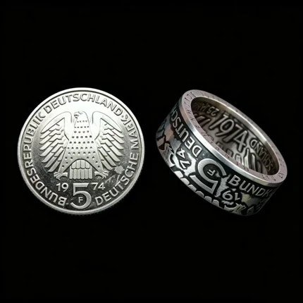 German 5 Mark Silver Coin Ring