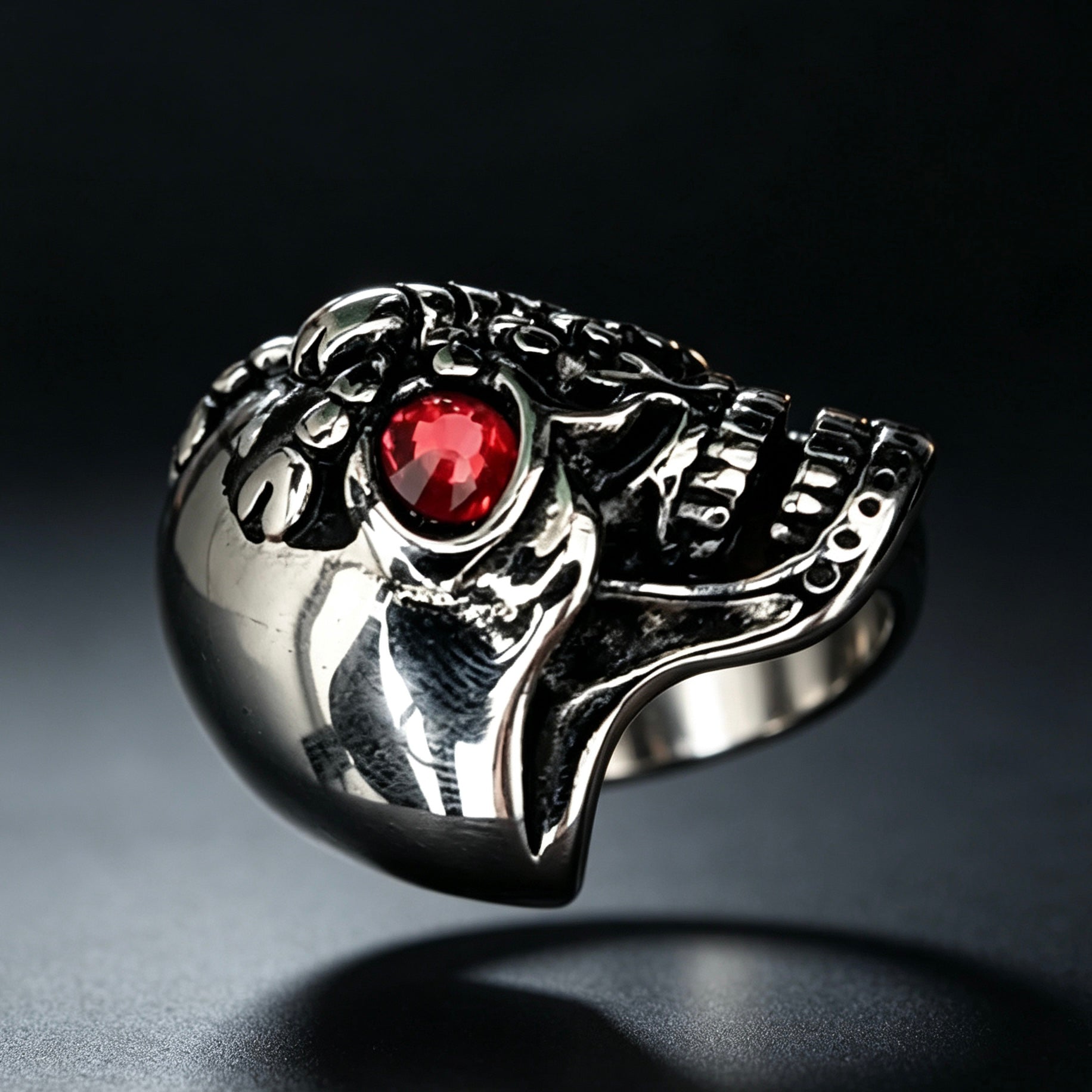 Red-eyed skull ring