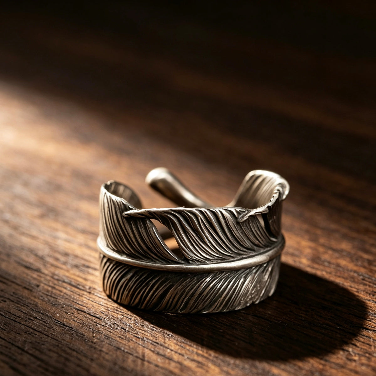 Retro Southwest Tribal Feather Adjustable Ring