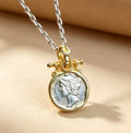 Winged Mercury Vintage Coin Pendant（gold circle）
