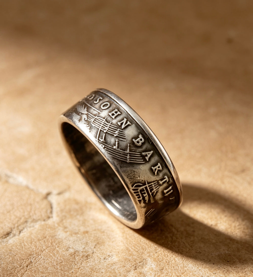 Felix Mendelssohn Bartholdy Coin Ring | Handmade German 5 Mark Composer Coin Ring