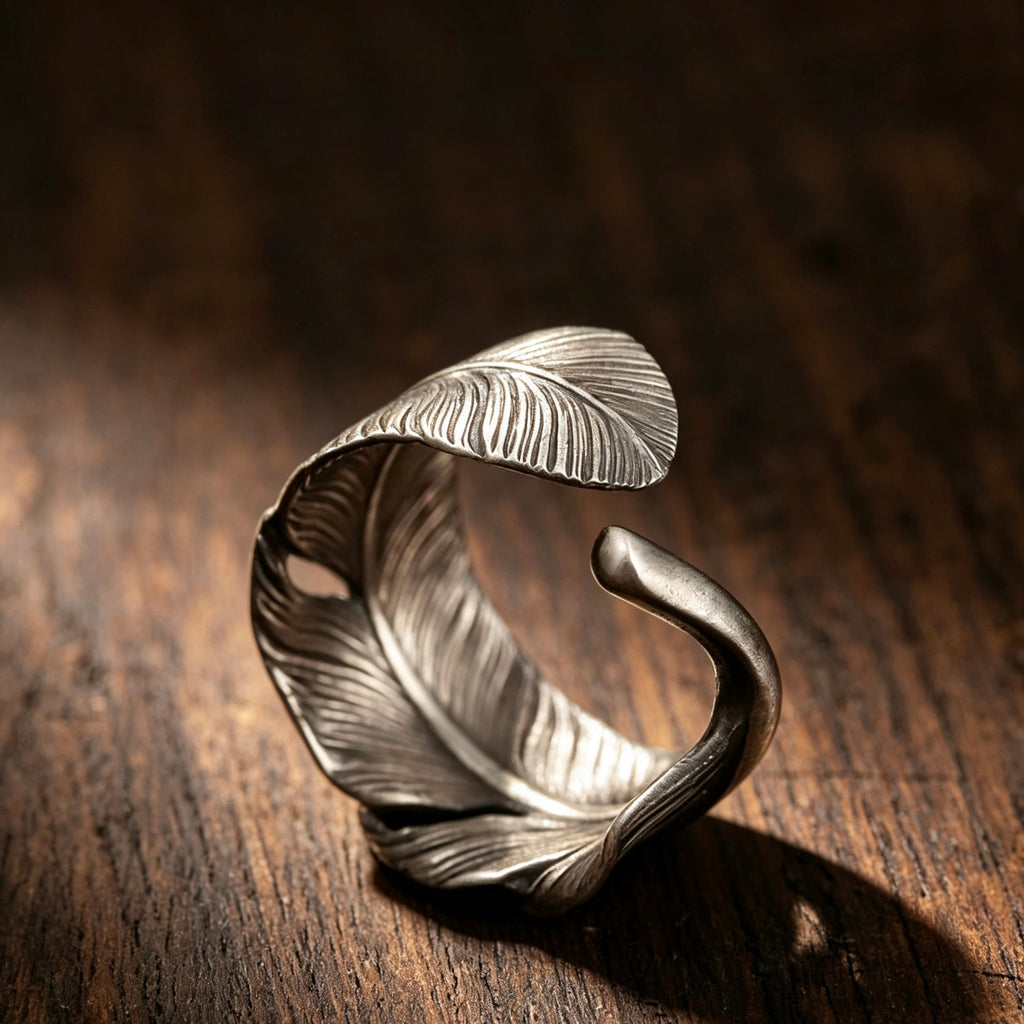 Retro Southwest Tribal Feather Adjustable Ring