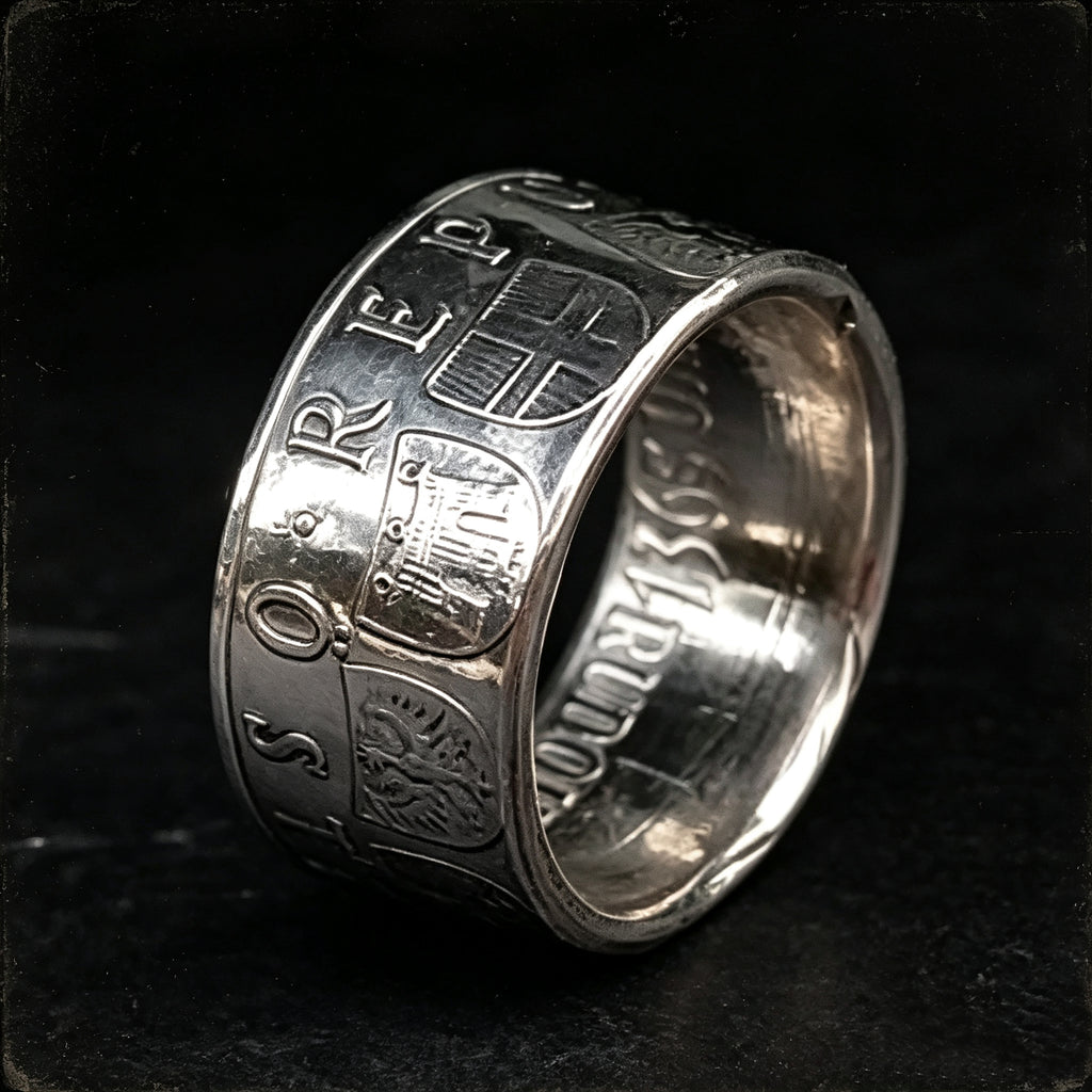Hand‑Forged Austrian 50 Schilling Silver Coin Ring