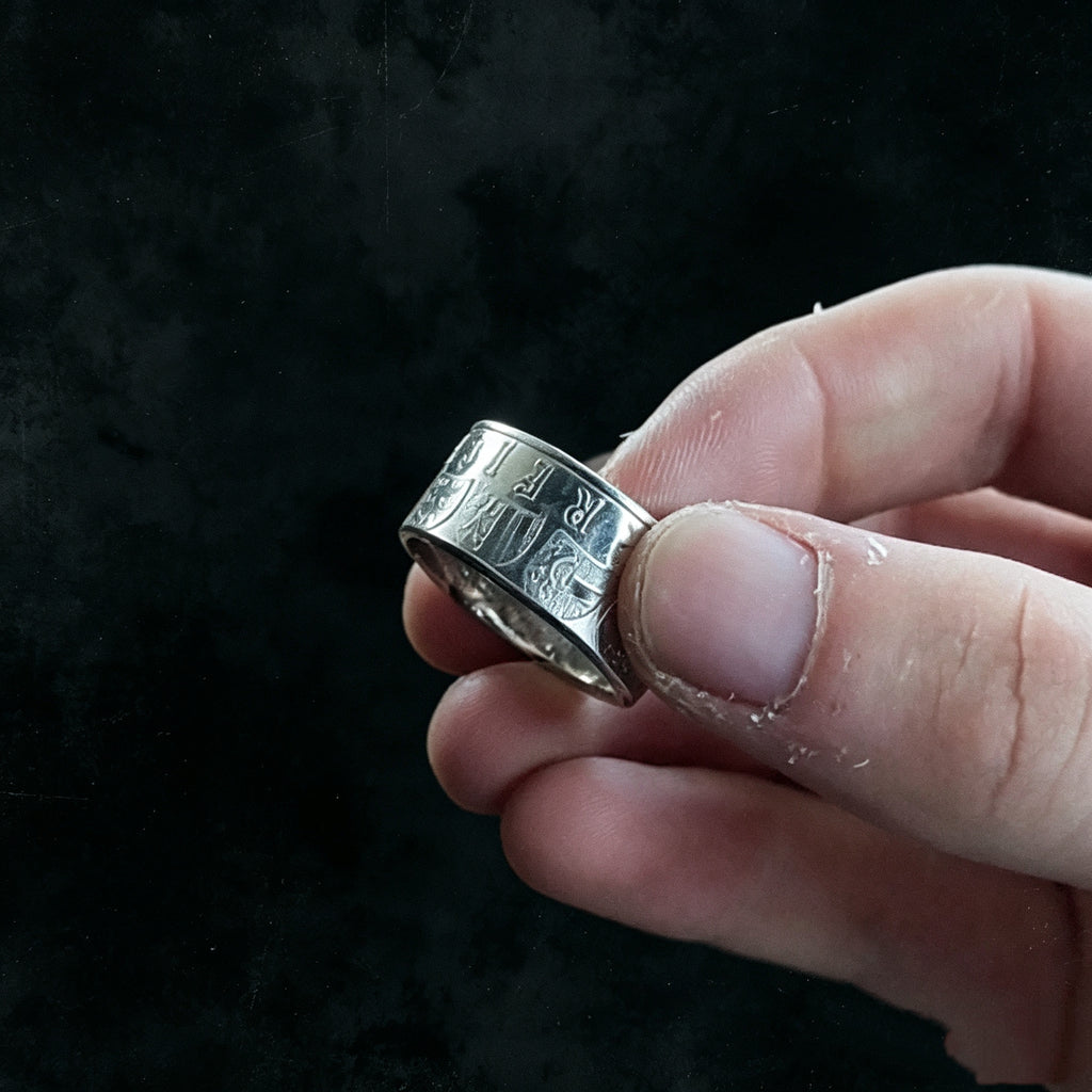 Hand‑Forged Austrian 50 Schilling Silver Coin Ring