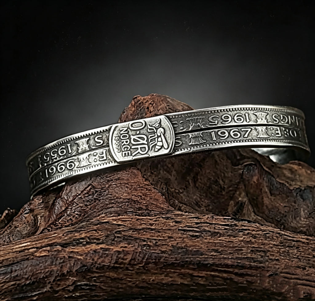 Vintage Queen Elizabeth II Florin Coin Cuff Bracelet