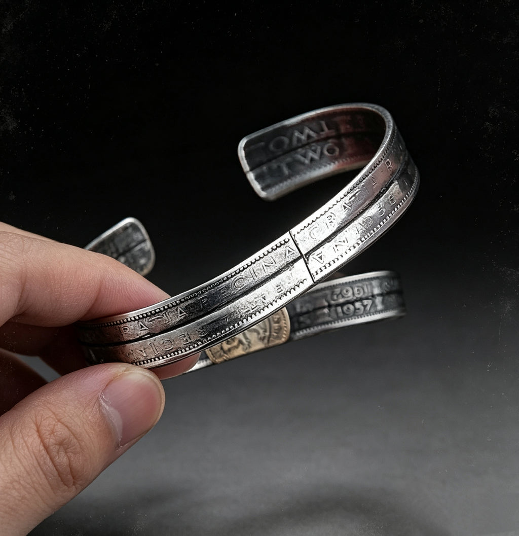 Vintage Queen Elizabeth II Florin Coin Cuff Bracelet