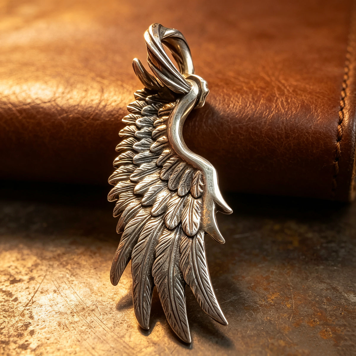Fallen Angel Wing Silver Pendant