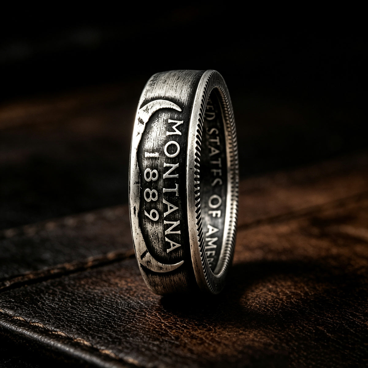 Montana Bison Skull Coin Ring