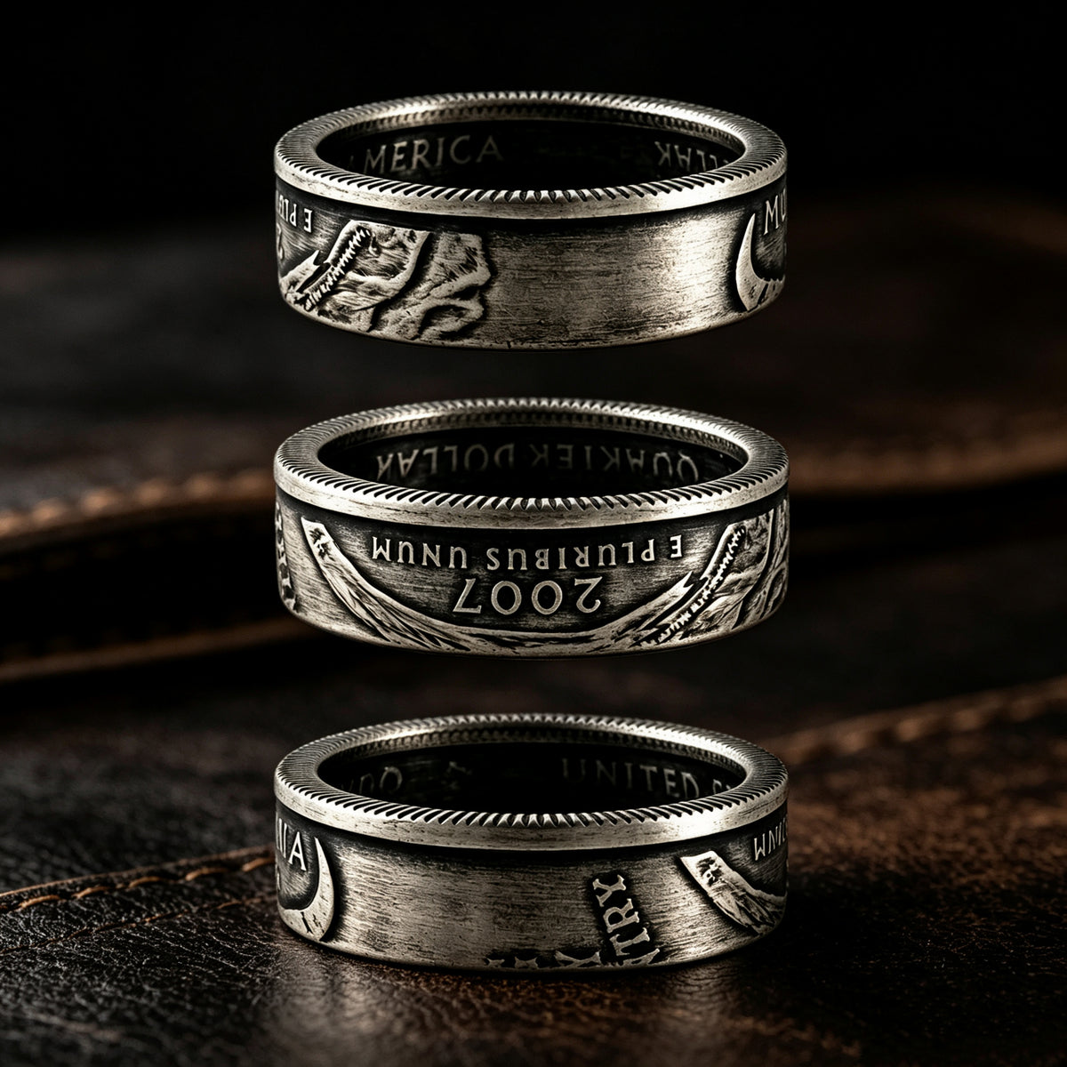 Montana Bison Skull Coin Ring