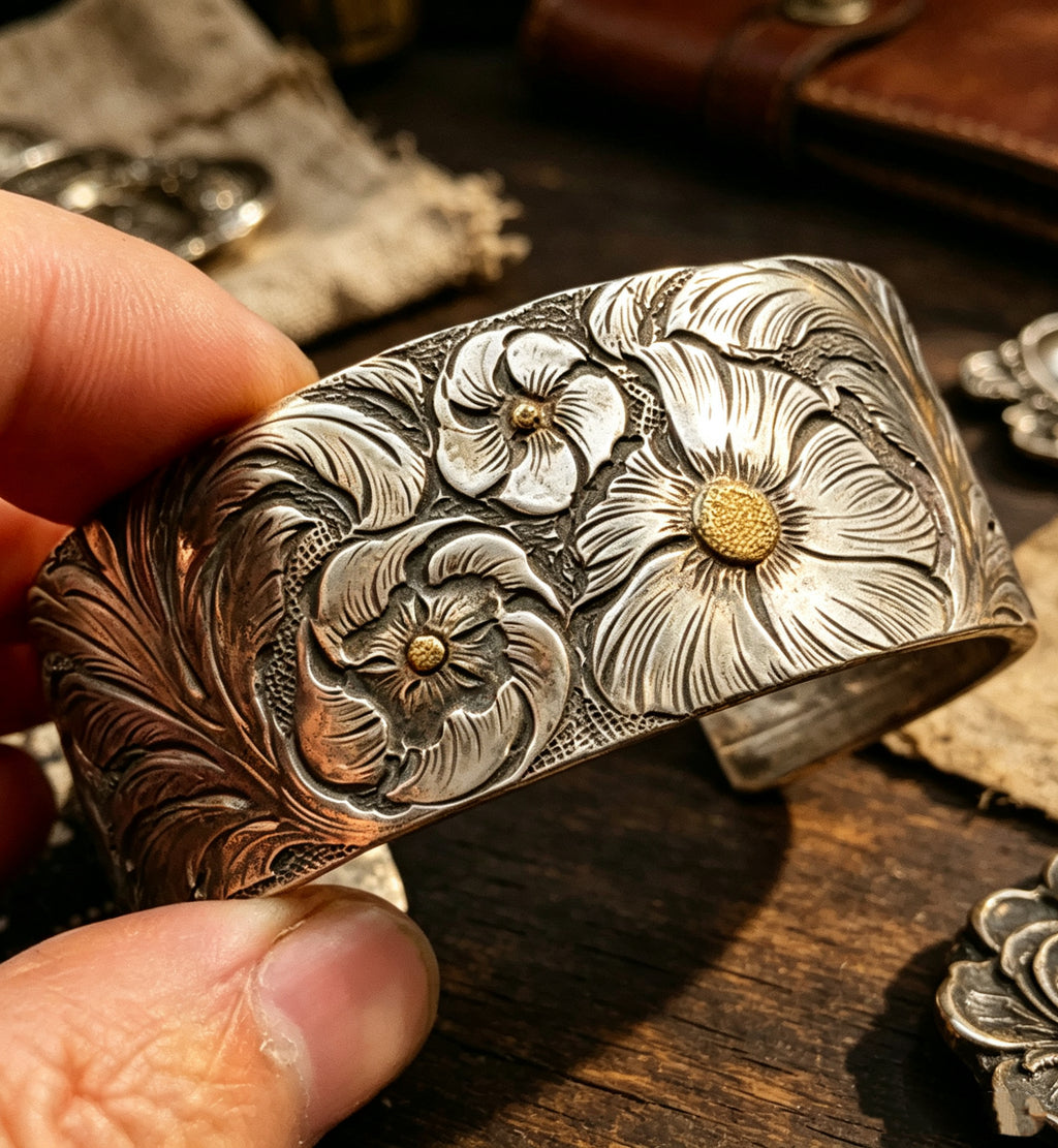 Mountain Bloom Engraved Bracelet
