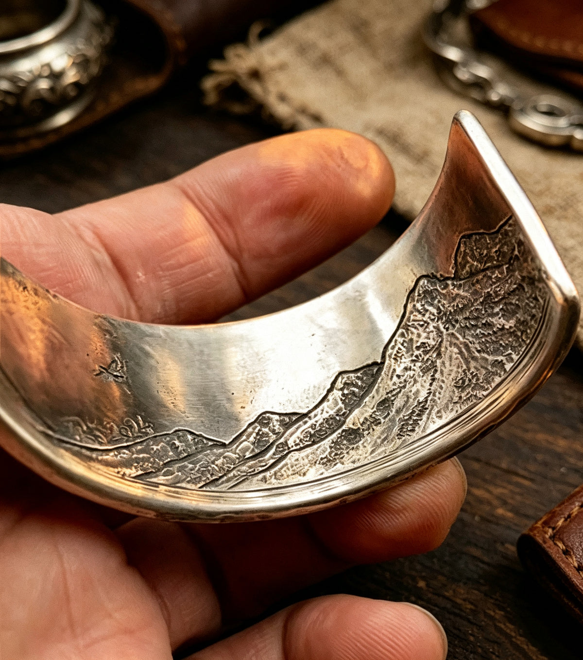 Mountain Bloom Engraved Bracelet