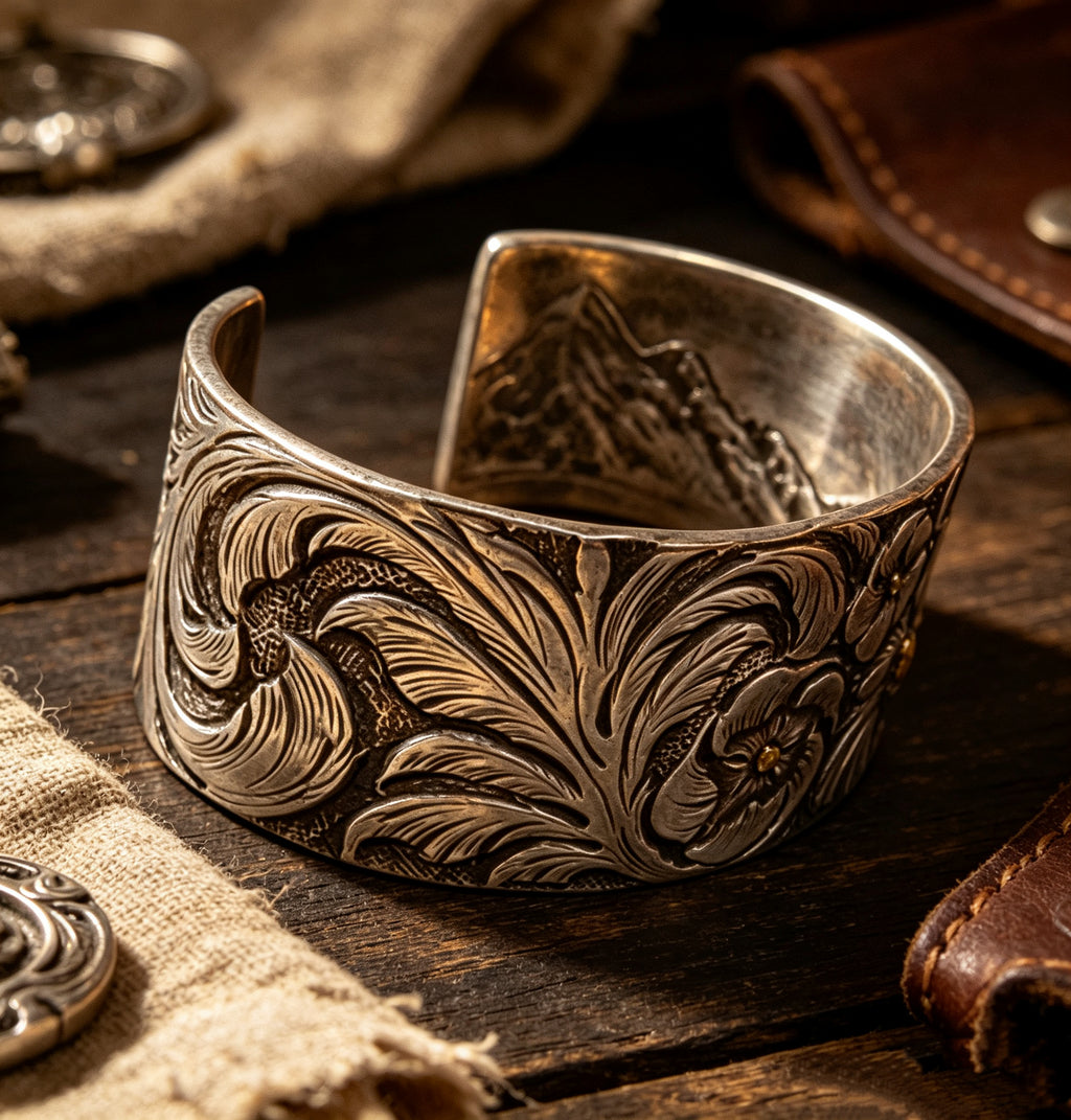 Mountain Bloom Engraved Bracelet