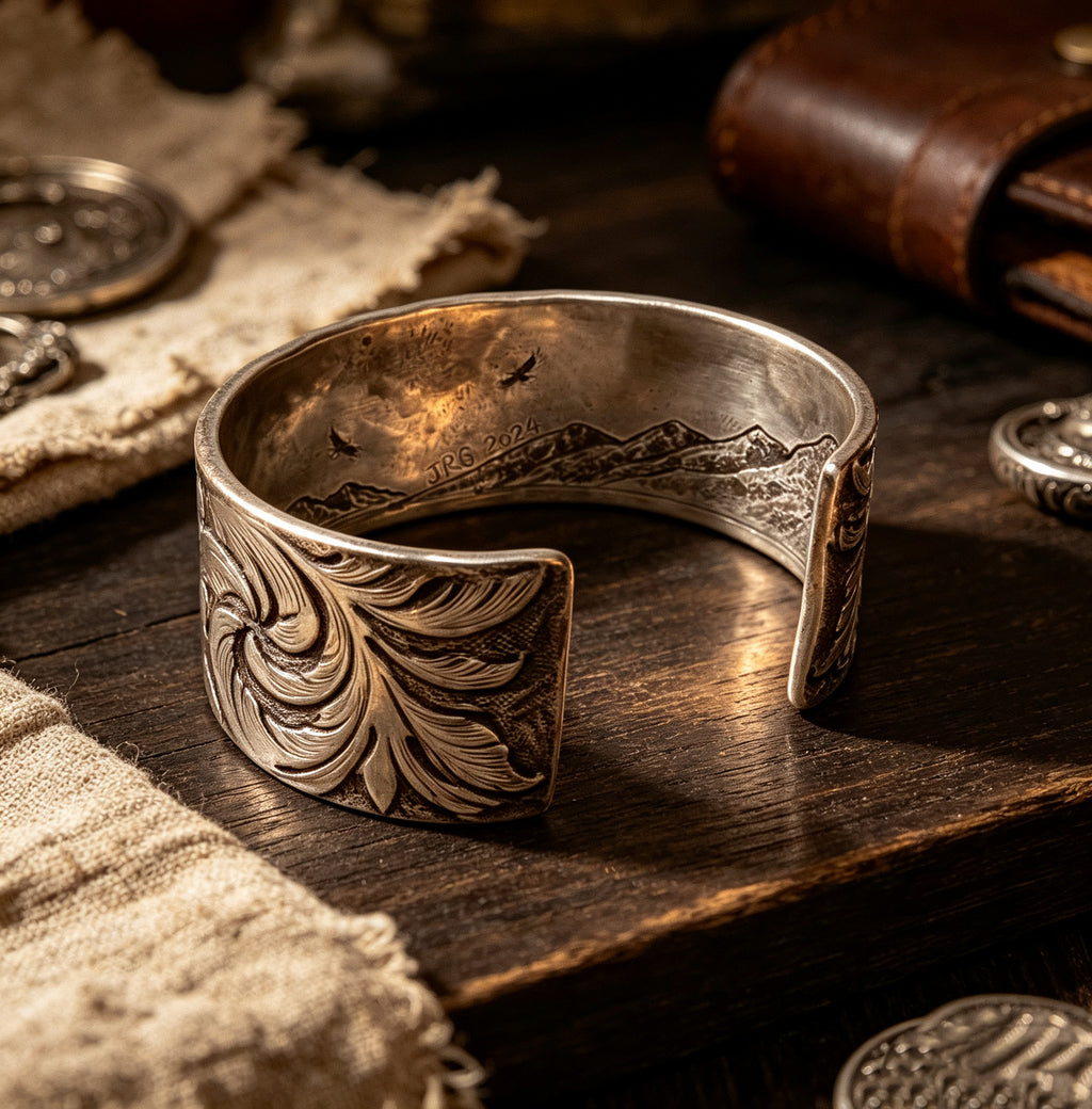 Mountain Bloom Engraved Bracelet