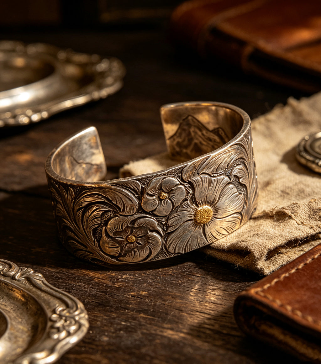 Mountain Bloom Engraved Bracelet