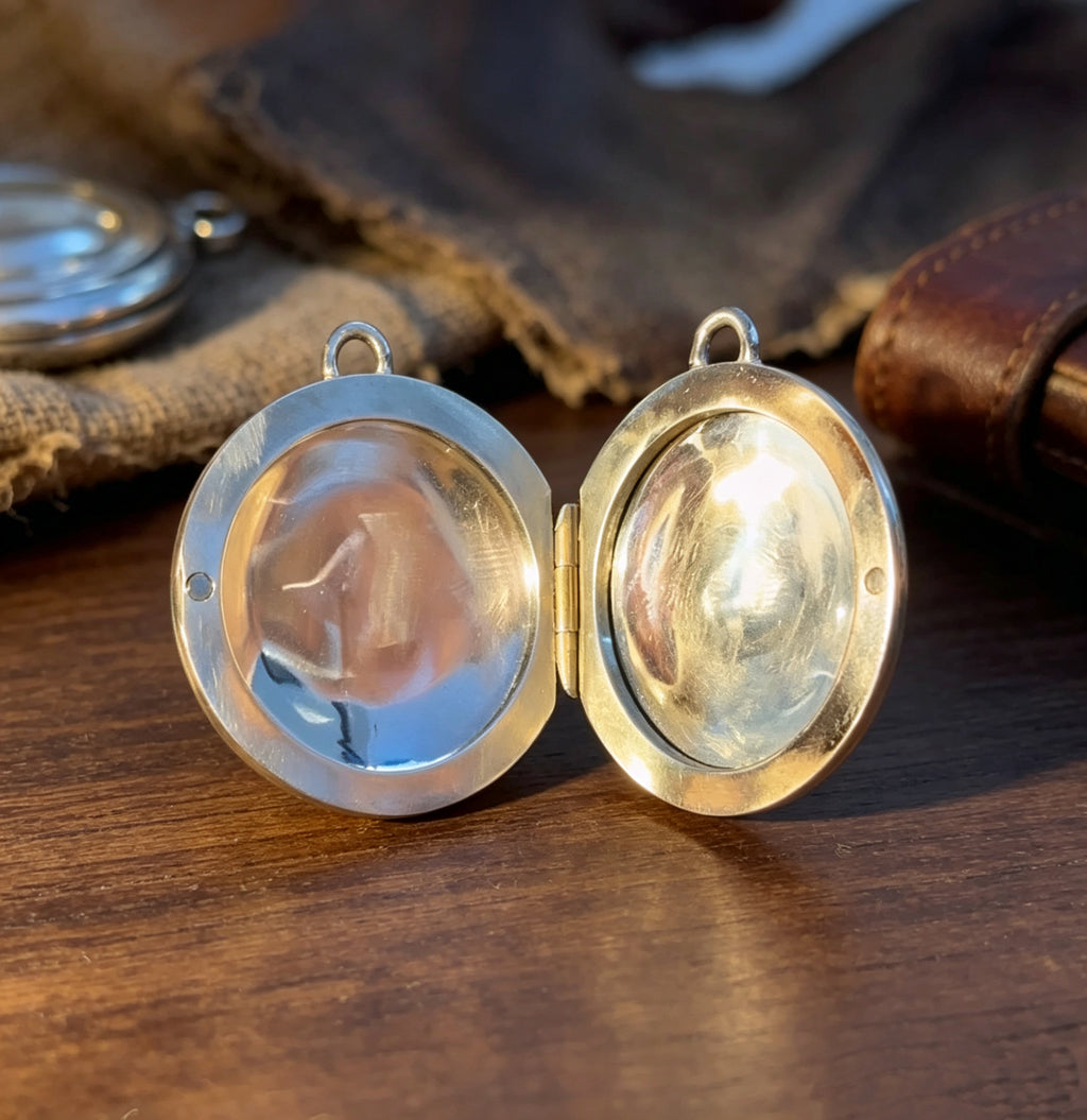 French Fidélité Bonheur Marriage Medal Locket | Vintage Pocket Watch Style Photo Keepsake Pendant（Chain included）