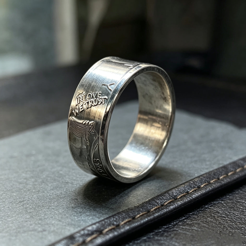 "In Love We Trust" Walking Liberty Coin Ring