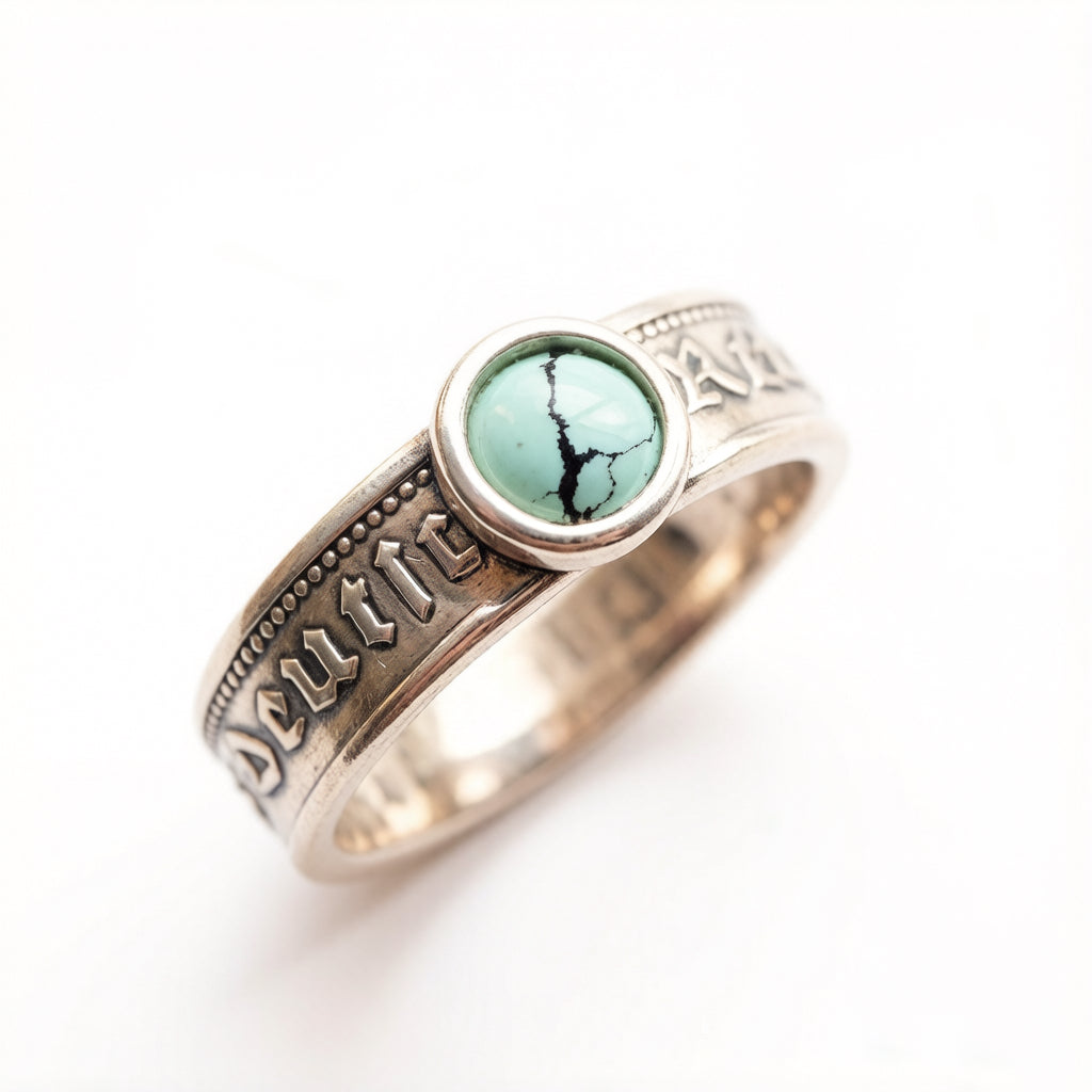 Mark Turquoise Inlaid Vintage Ring
