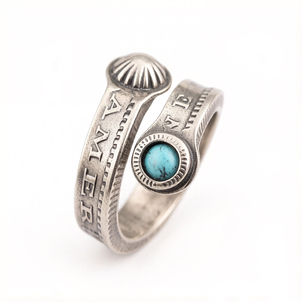 Morgan Coin Turquoise Ring