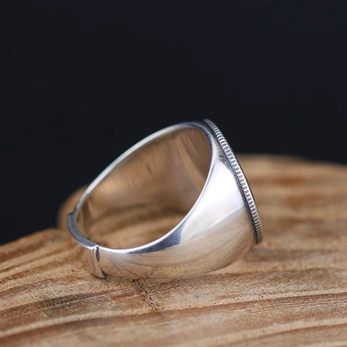 Roosevelt Silver Coin Smiley Face Ring