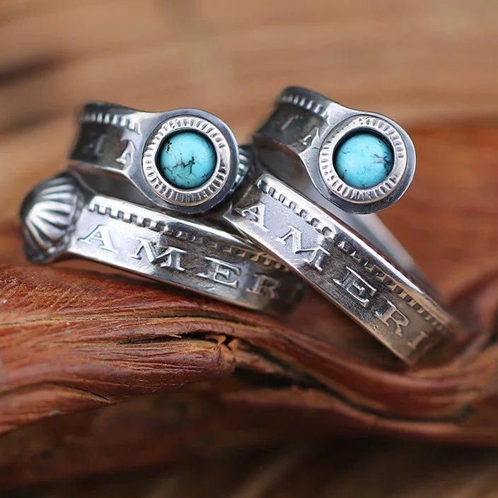 Morgan Coin Turquoise Ring