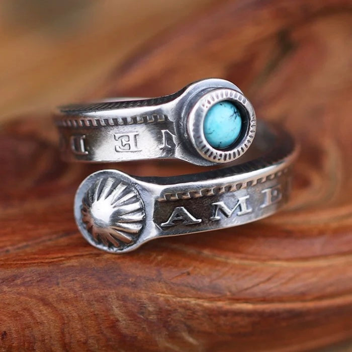 Morgan Coin Turquoise Ring