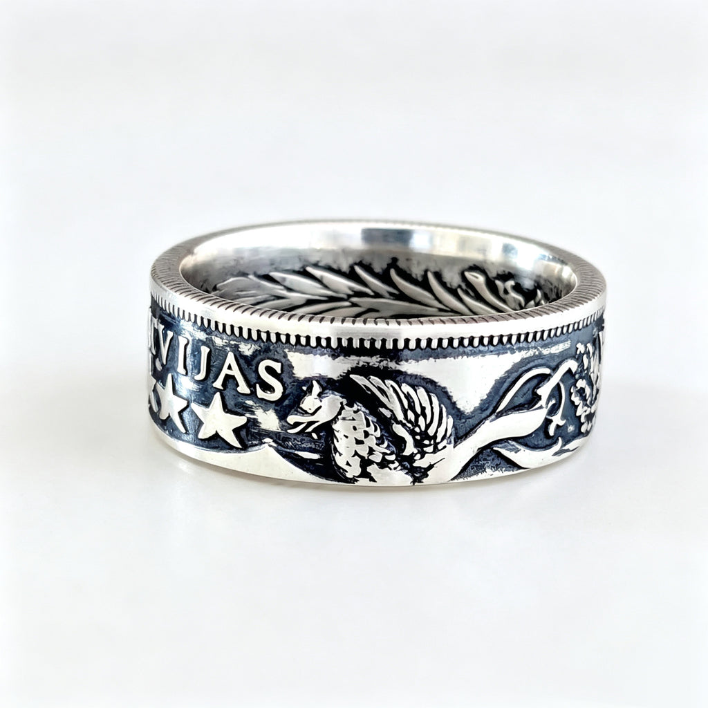Latvian 2 Lati Coin Ring