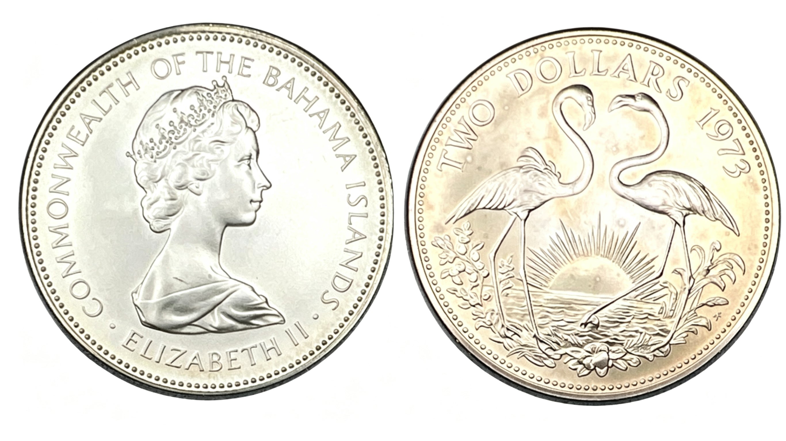 1973 Bahamas 2 Dollar Flamingo Coin Ring
