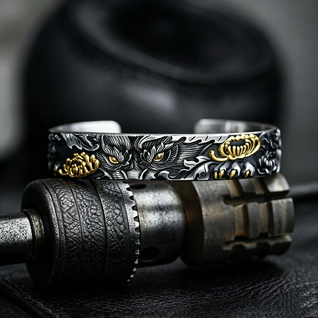 Lone Wolf Guardian Gilded Bracelet ｜925 Silver