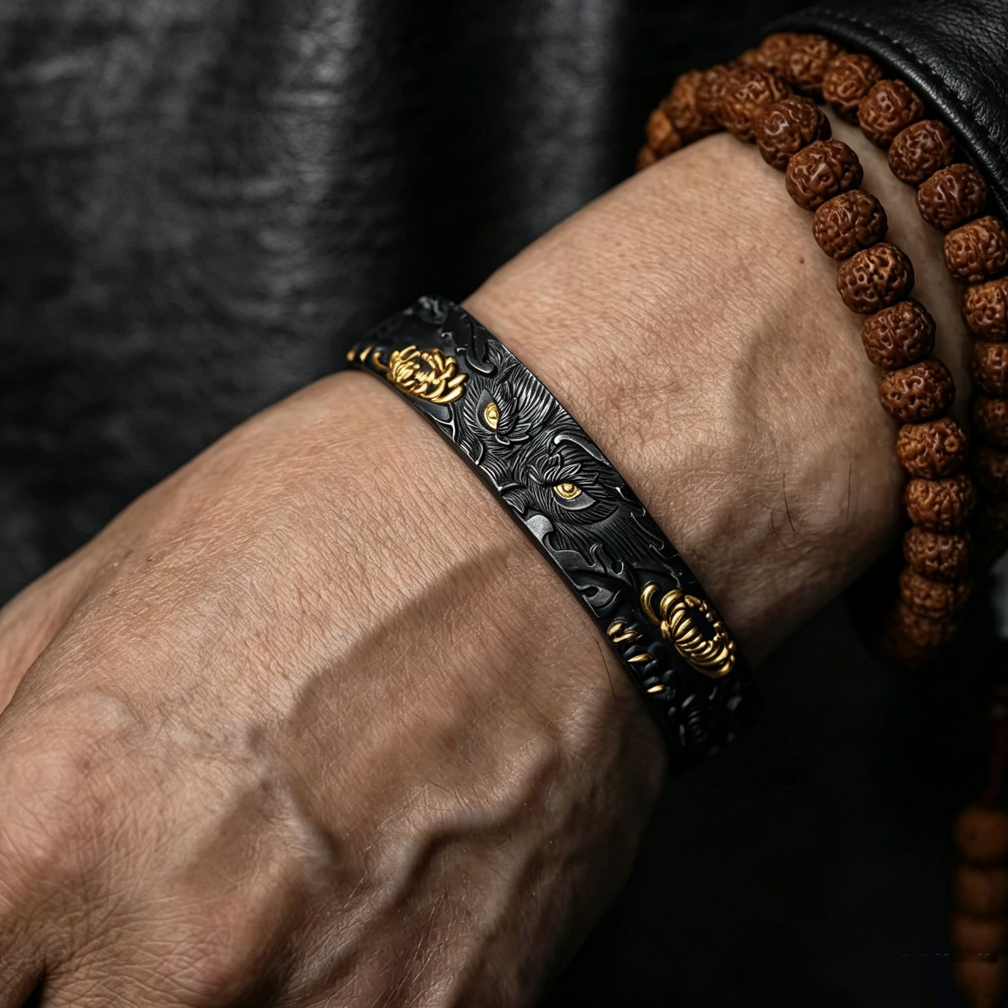 Lone Wolf Guardian Gilded Bracelet ｜925 Silver