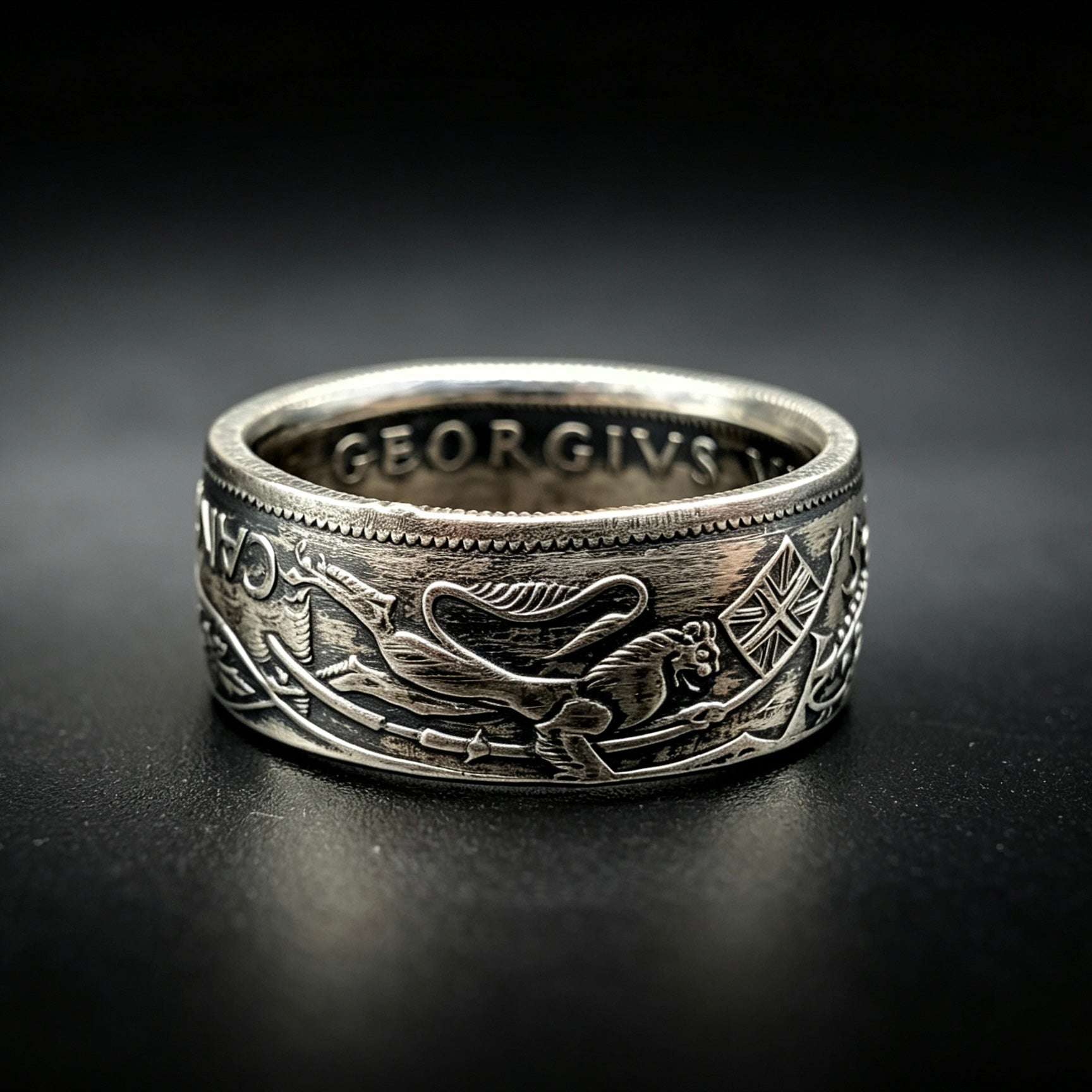 Blue Diamond Canadian Coin Ring